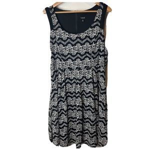 Torrid Lace Contrast Skater Dress Sleeveless Size 18 Black White Floral.